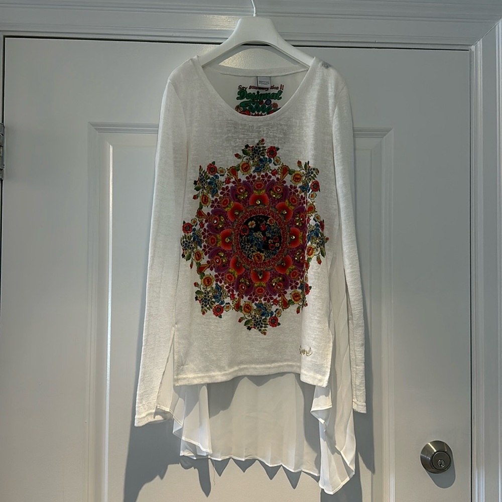 Beautiful Desigual top with sheer longer back